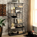 Furniture Of America Logan Dark Grey Industrial Metal Tiered Bookshelf