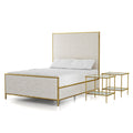 Furniture Of America Zayen Modern 3 Piece Upholstered Queen Size Hammered Metal Platform Bedroom Set With 2 Nightstands