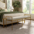 Furniture Of America Zayen Modern 59 Inch Metal Padded Upholstered Accent Bench