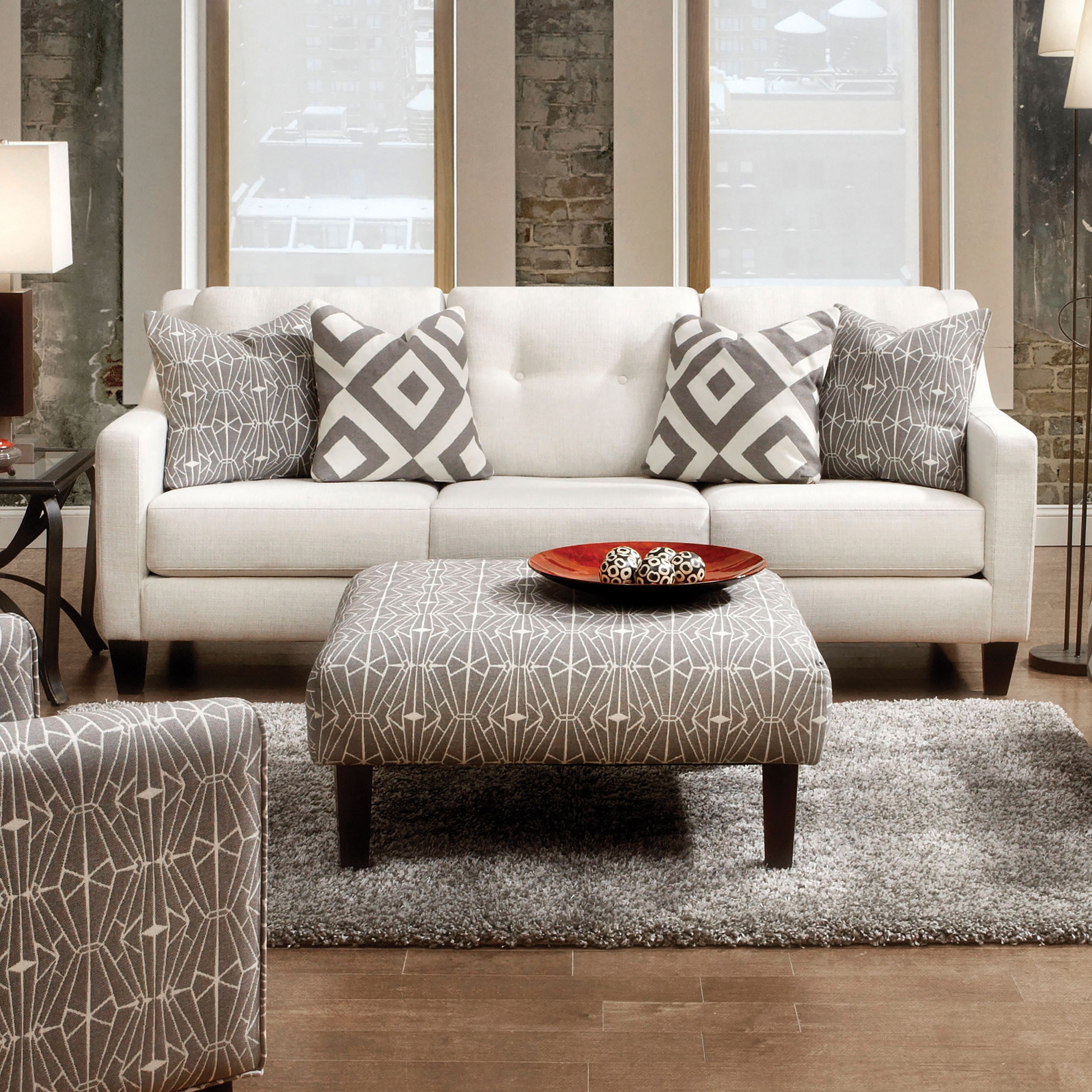 Furniture Of America Sharmaine Contemporary Ivory Button Tufted Loveseat