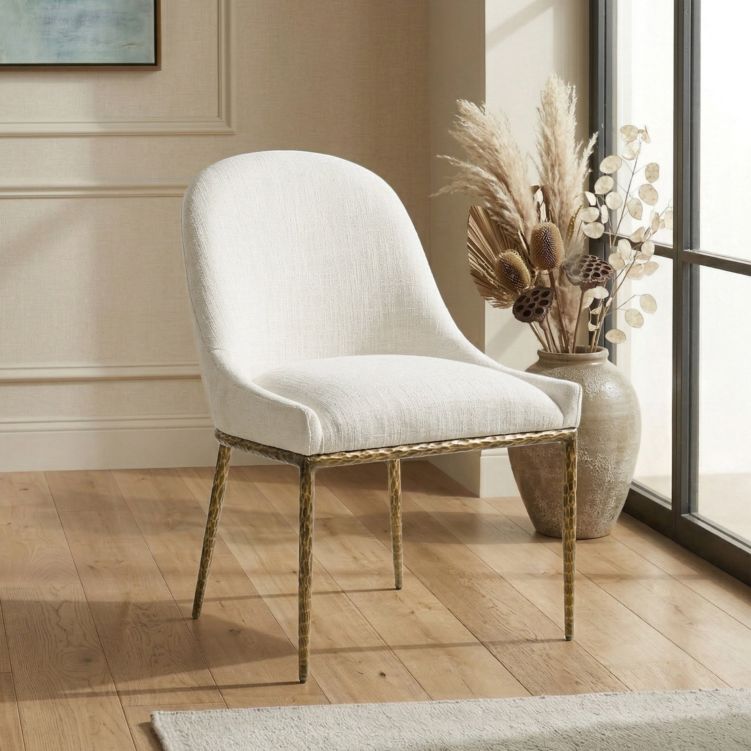 Furniture Of America Zefini Modern Hammered Metal Padded Side Chair