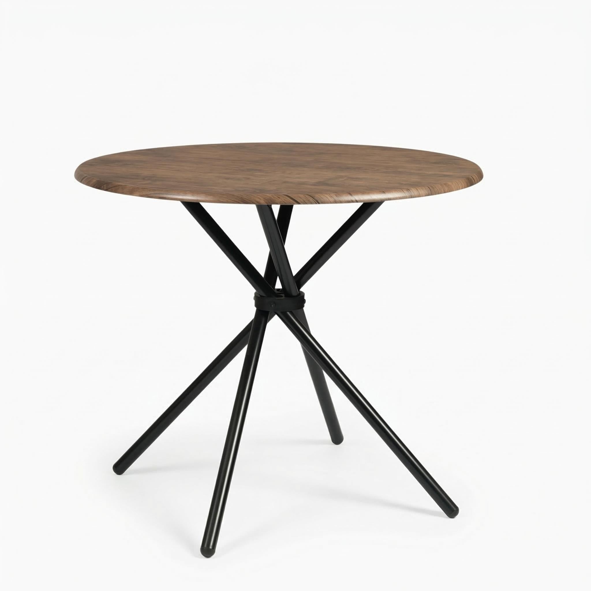Furniturer 31.5 Round Bistro Dining Table With Metal Pedestal Base For Kitchen Cafe