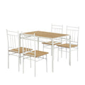 Furniturer 5 Piece Dining Table Set For 4 Modern Kitchen Dinette Set With Metal Frame