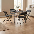 Furniturer 5 Piece Folding Dining Set Black Compact Table Chairs