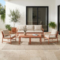 Furniturer 5 Piece Outdoor Patio Conversation Set With 3 Seat Sofa 2 Chairs And 2 Tables Polypropylene