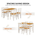 Furniturer 5 Piece Rubberwood Dining Table Set With 4 Chairs White And Natural Kitchen Table Set