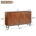 Furniturer 59 Walnut Sideboard Buffet Cabinet With Set Of 2 Black Floating Shelves Dining Room Storage Set