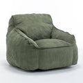 Furniturer Green Corduroy Bean Bag Chair With Armrests Foam Filled Lazy Sofa Chair For Bedroom