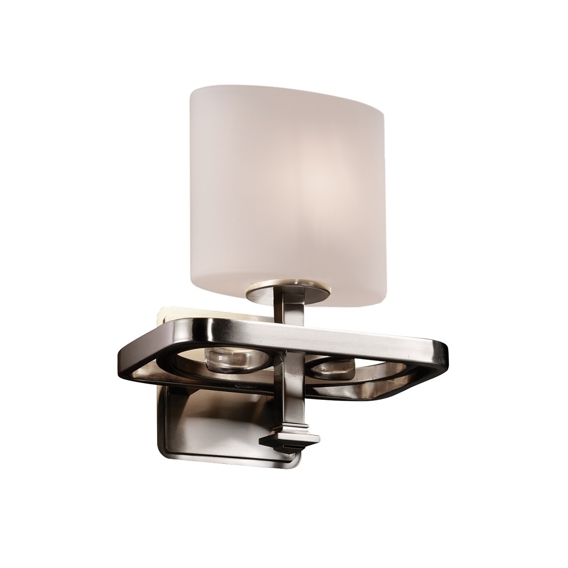 Fusion Collection Arcadia 1 Light Brushed Nickel Wall Sconce Frosted Opal Shade