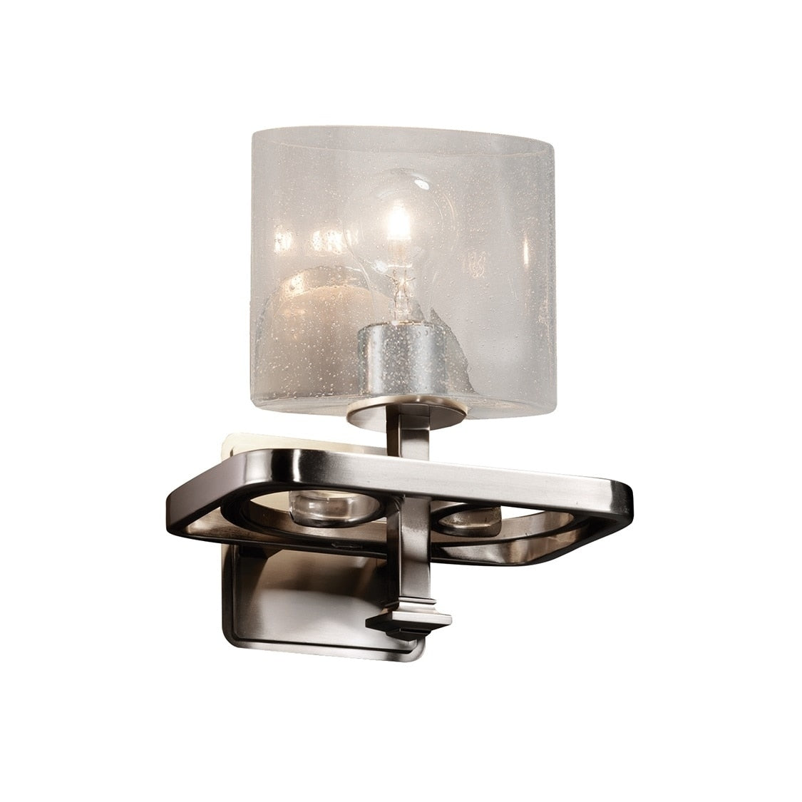 Fusion Collection Arcadia 1 Light Brushed Nickel Wall Sconce Seeded Shade