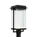Justice Design Group Fusion Pacific 1 Light Matte Black Led Outdoor Post Light Rain Shade