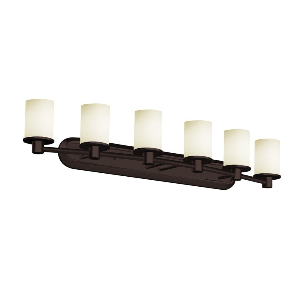 Fusion Rondo 6 Light Bath Bar Opal Cylinder W Flat Rim Shade