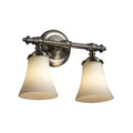 Justice Design Group Fusion Tradition 2 Light Brushed Nickel Bath Bar Opal Round Flared Shade
