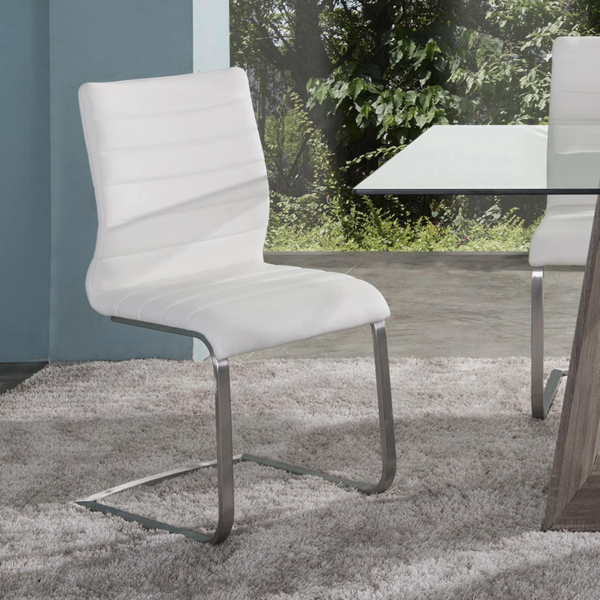 Fusion Contemporary Side Chair In Grey And Stainless Steel Set Of 2