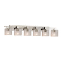 Fusion Aero 6 Light Brushed Nickel Bath Bar Seeded Rectangle Shade