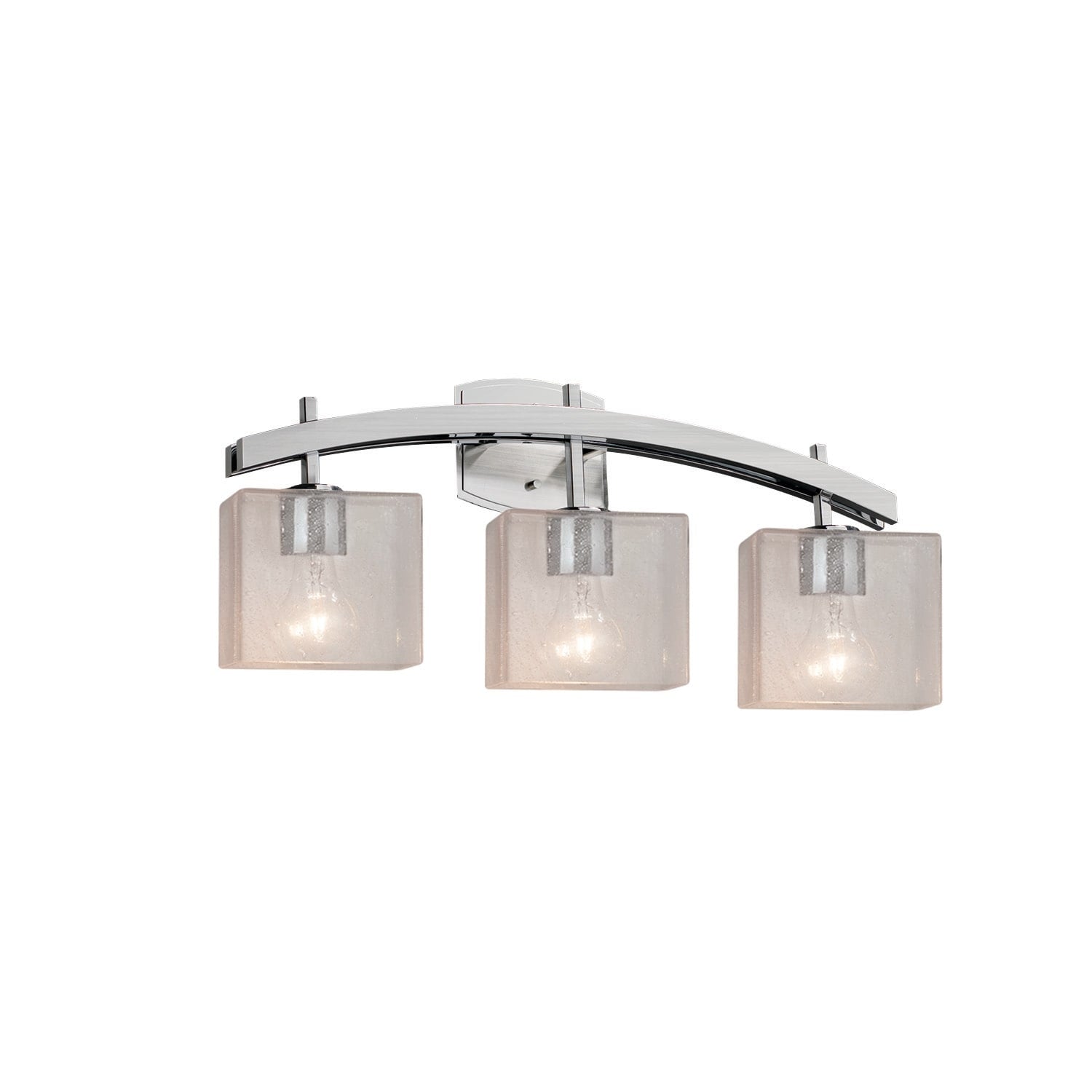 Fusion Archway 3 Light Brushed Nickel Bath Bar Seeded Rectangle Shade
