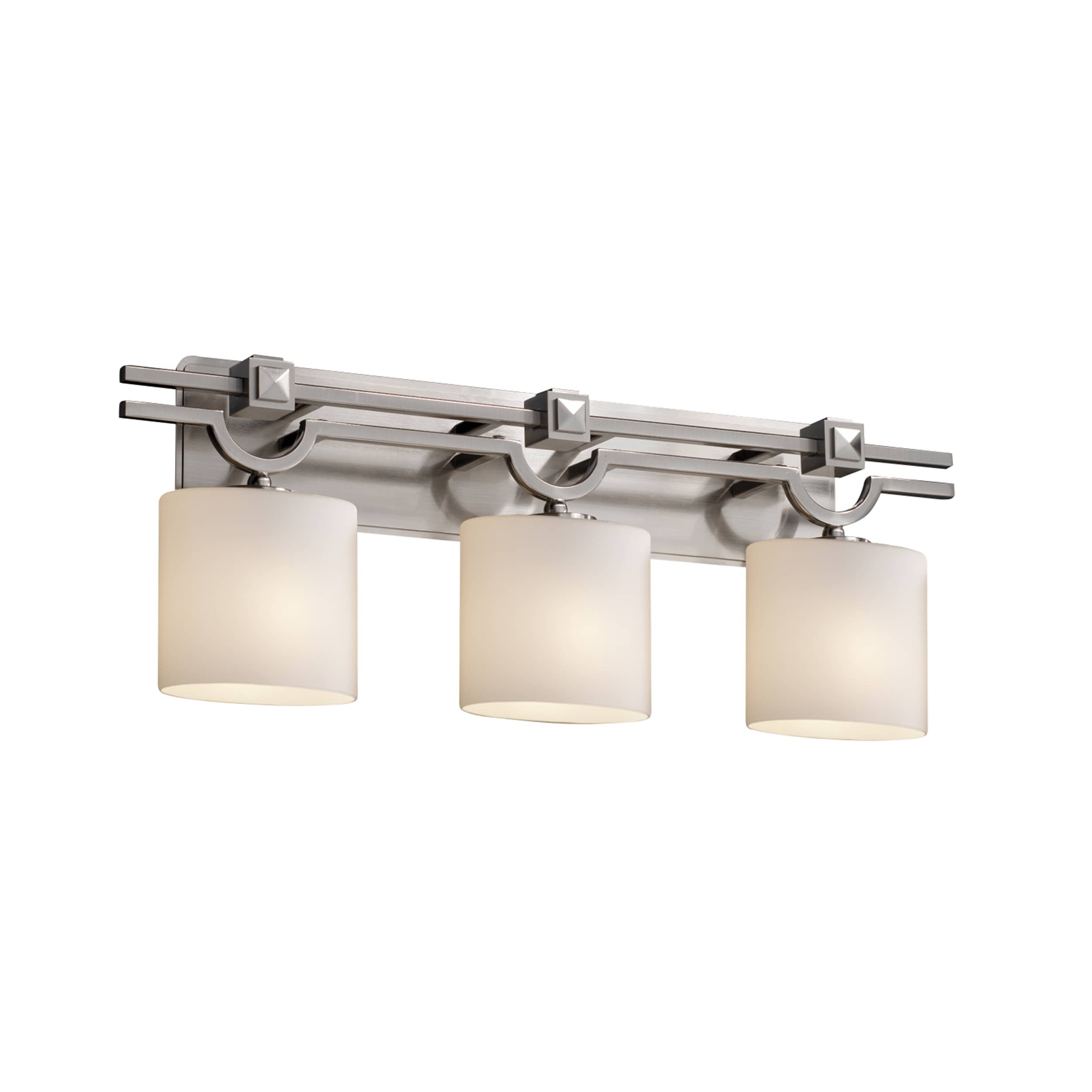 Fusion Argyle 3 Light Brushed Nickel Bath Bar Opal Oval Shade
