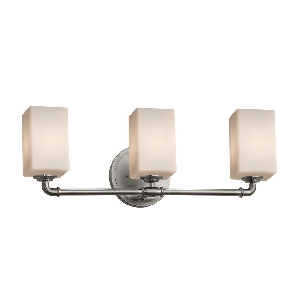 Fusion Bronx 3 Light Bath Bar Opal Square W Flat Rim Shade