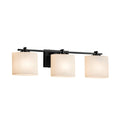 Fusion Era 3 Light Matte Black Bath Bar Opal Oval Shade