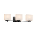 Fusion Era 3 Light Matte Black Bath Bar Opal Rectangle Shade
