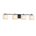 Fusion Era 4 Light Matte Black Bath Bar Opal Oval Shade