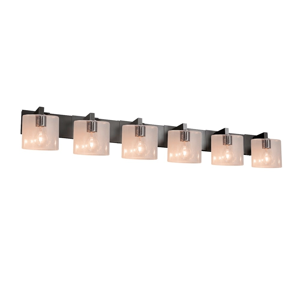 Fusion Modular 6 Light Bath Bar Seeded Oval Shade