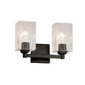 Fusion Regency 2 Light Bath Bar Seeded Square W Flat Rim Shade