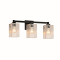 Fusion Regency 3 Light Bath Bar Seeded Square W Flat Rim Shade