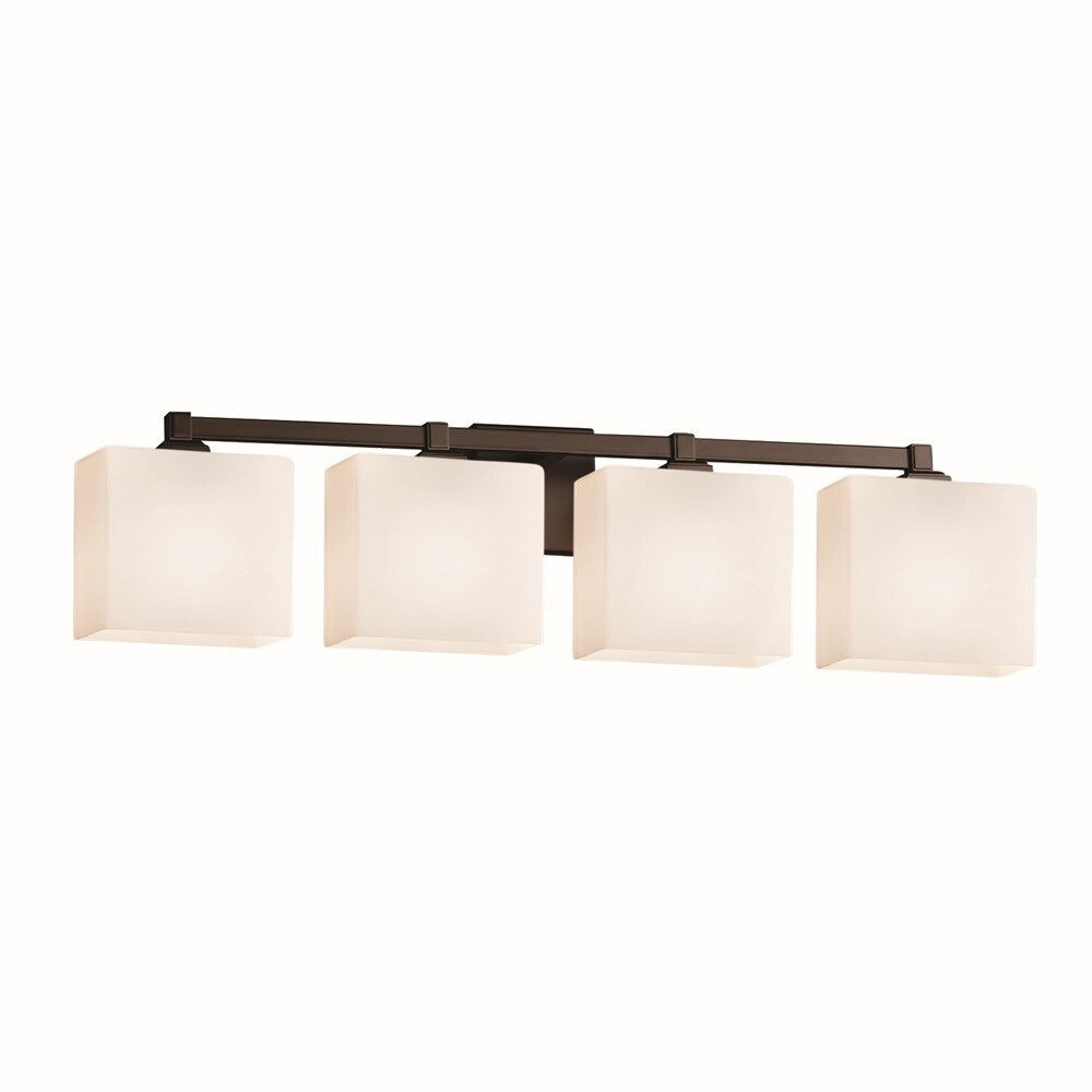 Fusion Regency 4 Light Bath Bar Opal Rectangle Shade