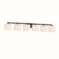 Fusion Regency 6 Light Matte Black Bath Bar Opal Rectangle Shade