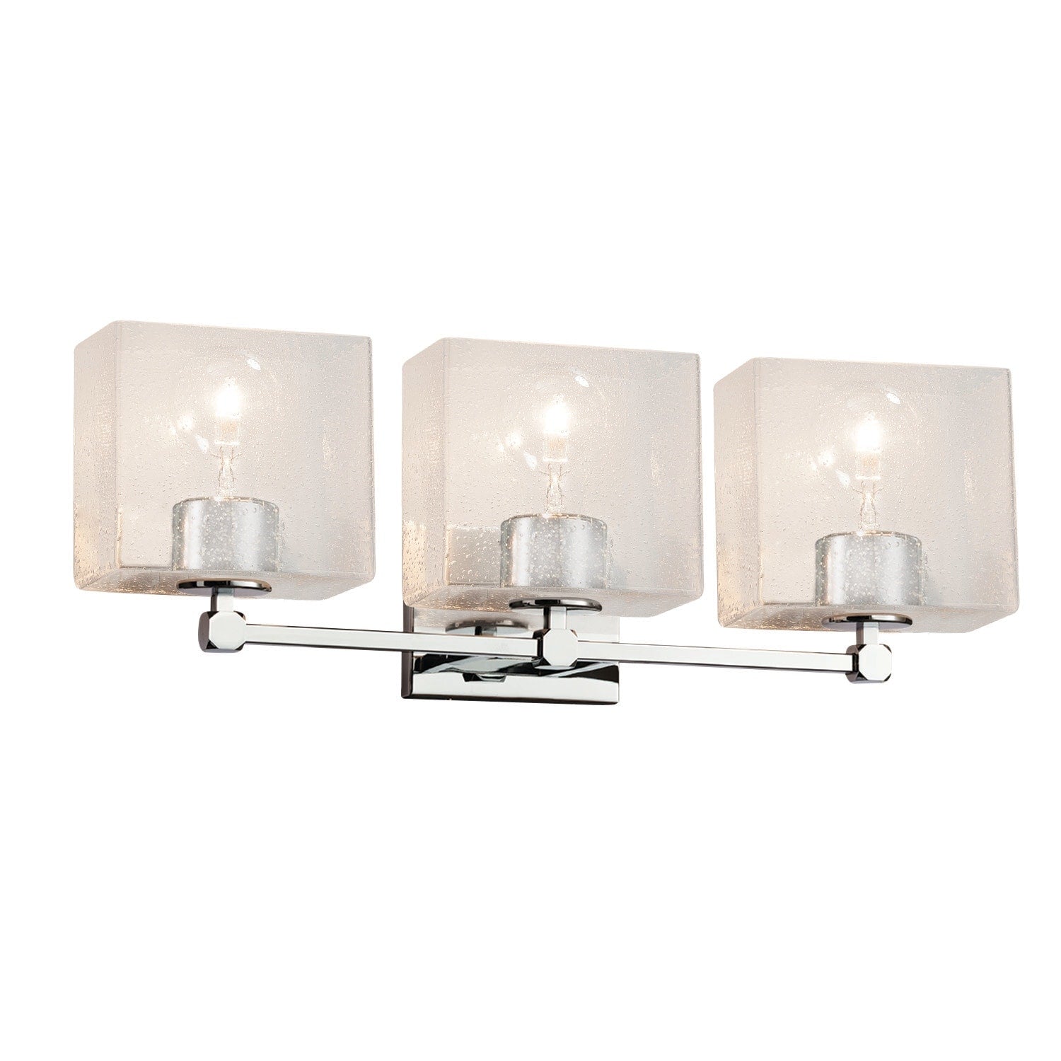 Fusion Tetra 3 Light Bath Bar Seeded Rectangle Shade