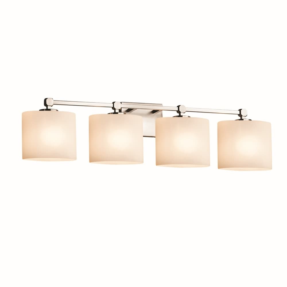 Fusion Tetra 4 Light Brushed Nickel Bath Bar Opal Oval Shade