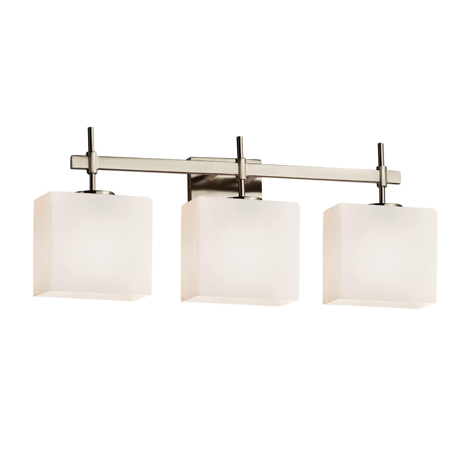 Fusion Union 3 Light Brushed Nickel Bath Bar Opal Rectangle Shade