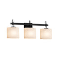 Fusion Union 3 Light Matte Black Bath Bar Opal Oval Shade