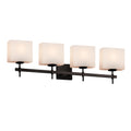 Fusion Union 4 Light Matte Black Bath Bar Opal Rectangle Shade