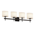 Fusion Union 4 Light Matte Black Bath Bar Opal Oval Shade