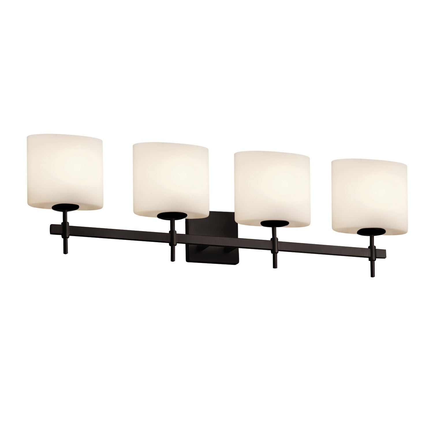 Fusion Union 4 Light Matte Black Bath Bar Opal Oval Shade