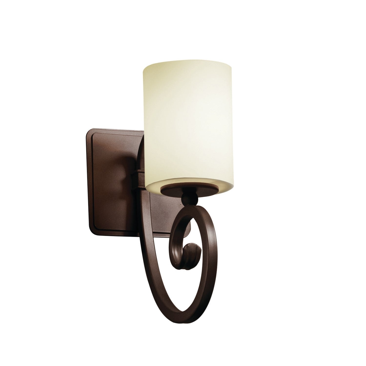 Fusion Victoria 1 Light Dark Bronze Wall Sconce Opal Cylinder W Flat Rim Shade