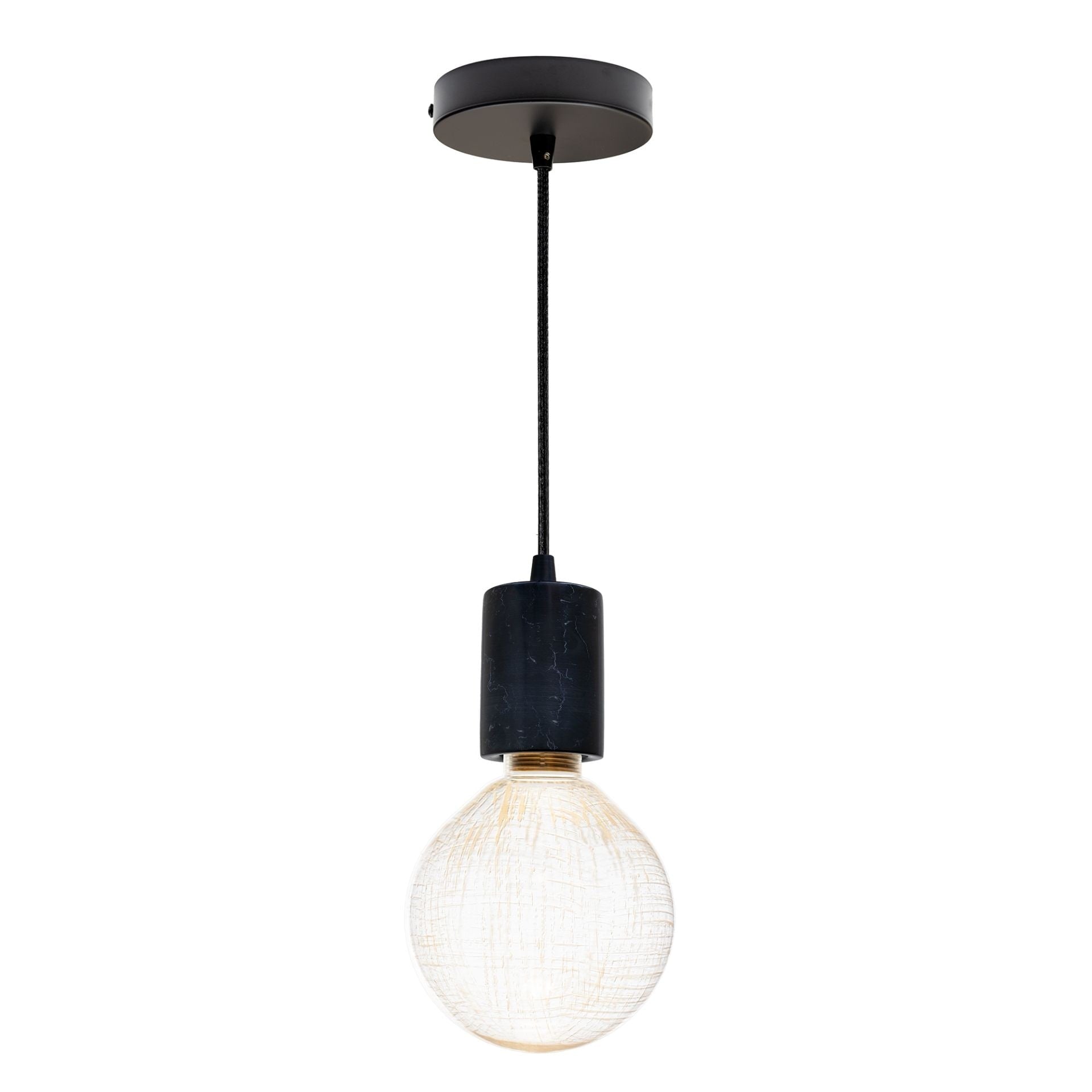 G125 Globe Pendant Light Led Bulb Black Marble Shatter Resist Indoor Outdoor Large