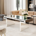 Gdf Studio Art Deco Mirrored Rectangular Coffee Table With Tempered Glass