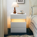 Gdf Studio Avalon Modern Led Nightstand With Acrylic Light Panel And Three Storage Drawers