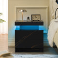 Gdf Studio Avalon Modern Led Nightstand With Dual Drawers And Open Storage Shelf