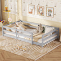 Gdf Studio Helton Montessori Wooden Floor Bed With Fence For Kids