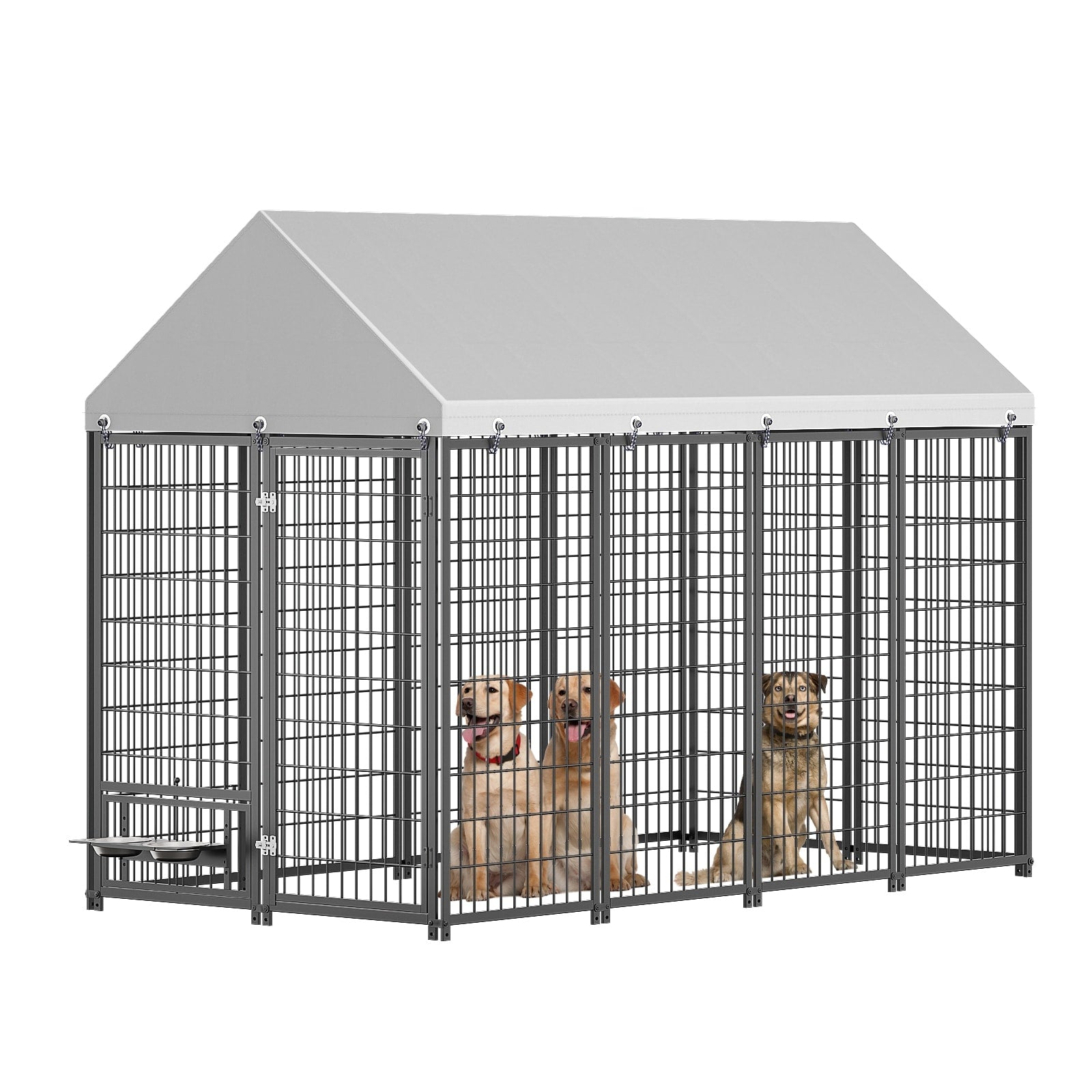 Gdf Studio Ironhaven Industrial Outdoor Dog Kennel With Roof Cover