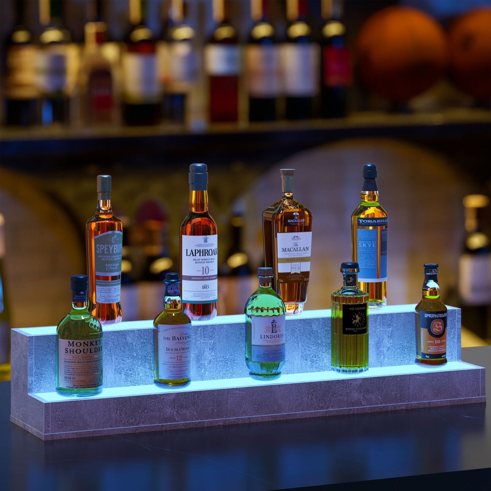 Gdf Studio Luminara Modern Led Bar Display Shelf With Smart Lighting