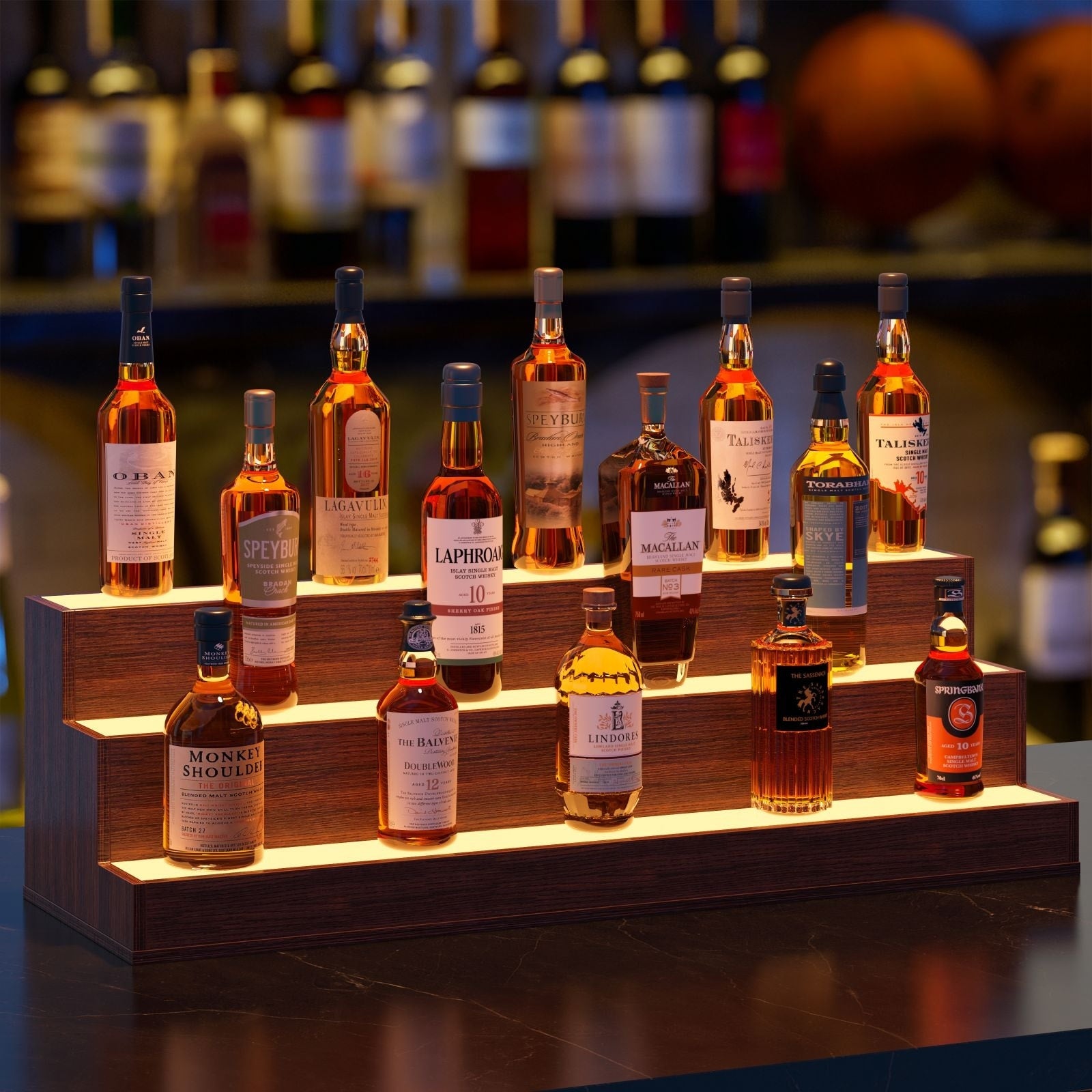 Gdf Studio Nocturne Modern Led Bar Display Shelf With Smart Lighting
