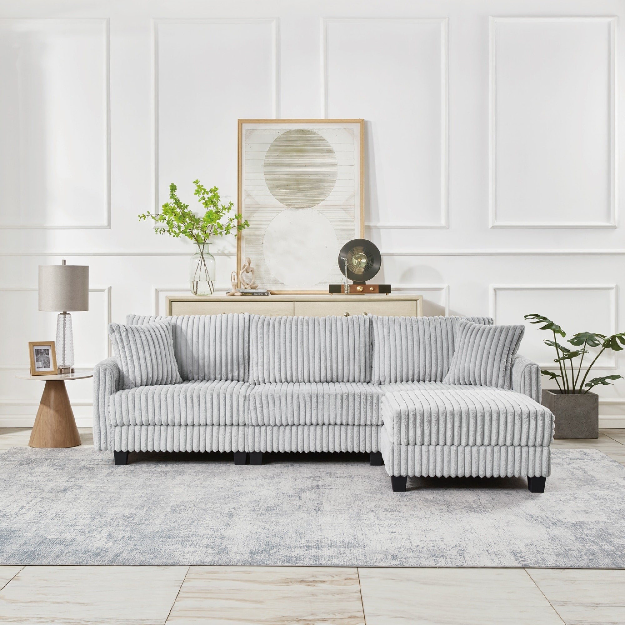 Gdfstudio 100 Corduroy Modular L Shaped Sofa With Usb