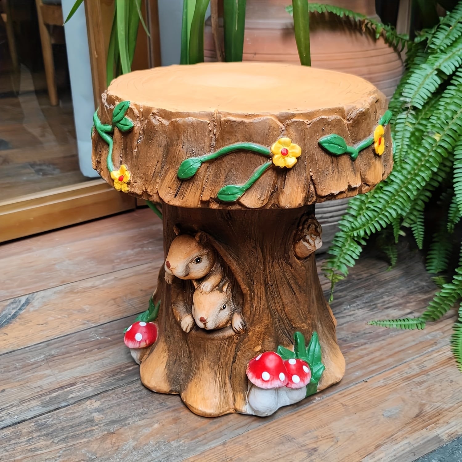 Gdfstudio 12.6 Resin Art Deco Squirrel Accent Side Table For Indoor Outdoor Garden Patio