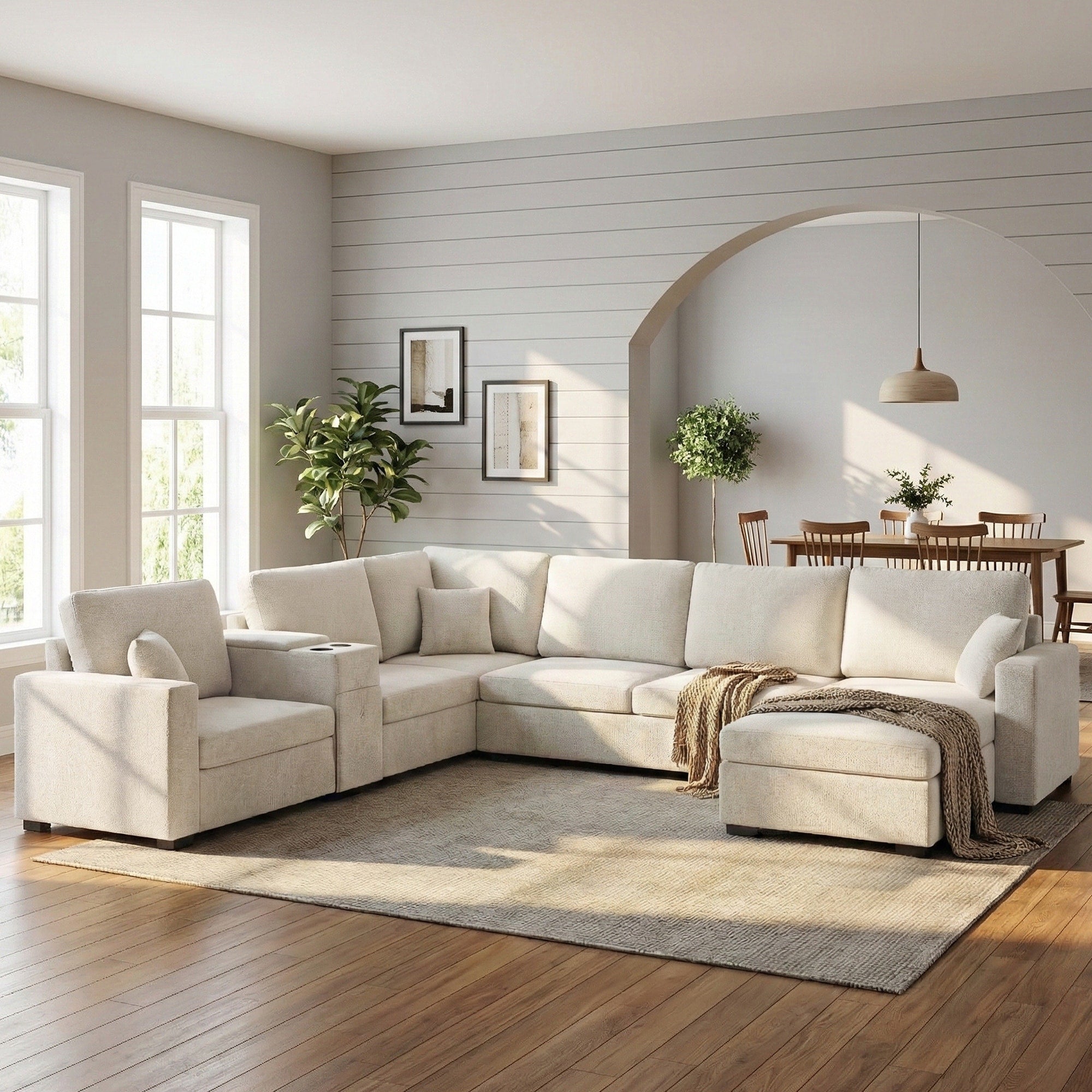 Gdfstudio 134 Modular Chenille U Shape 5 Seat Sectional Sofa With Storage