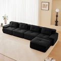 Gdfstudio 153 4 Seater L Shaped Corduroy Modular Sectional Sofa With Ottoman For Living Room